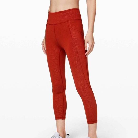 LULULEMON orange time to sweat crop legging - Picture 1 of 12